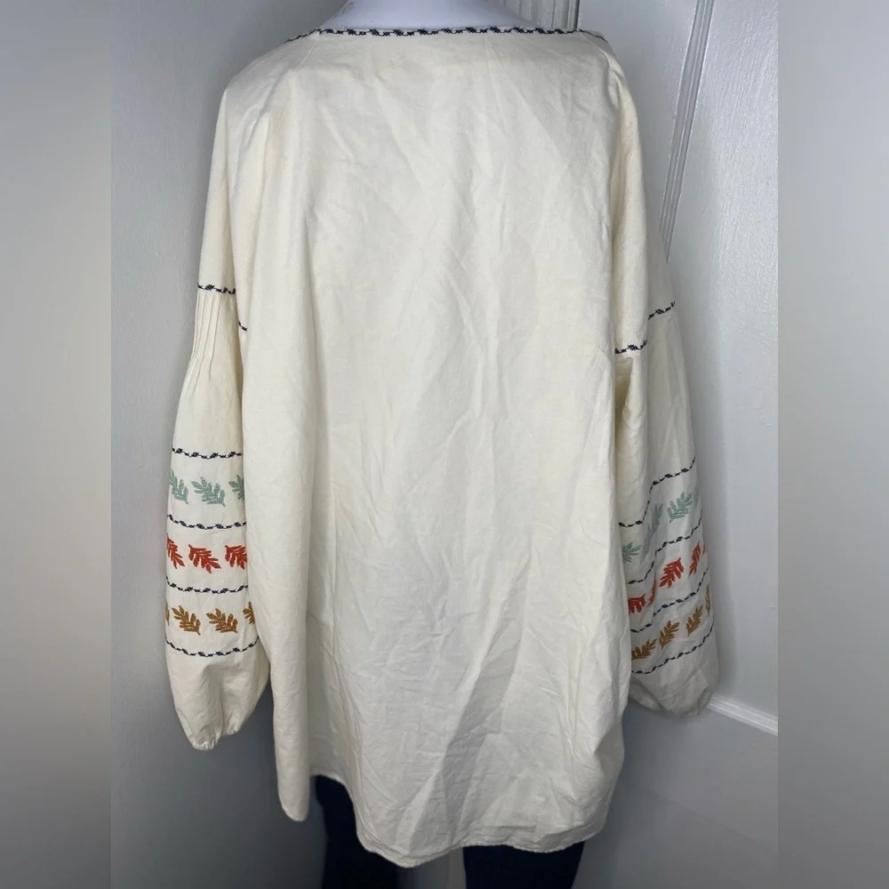 MADEWELL Embroidered Puff Sleeve White Blouse